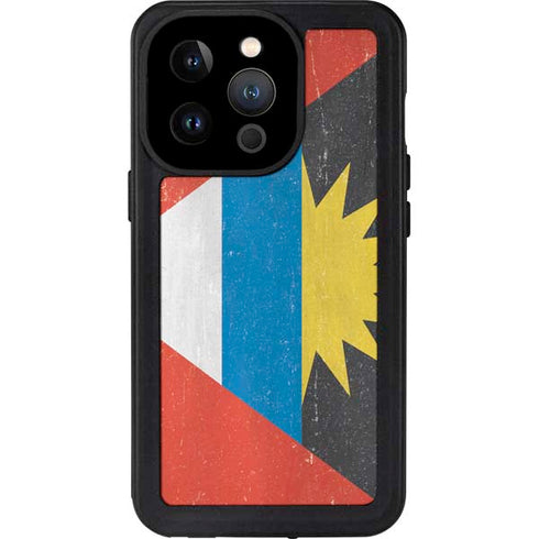 Antigua and Barbuda Flag Distressed iPhone 15 Pro Waterproof Case